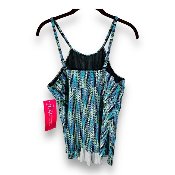 Fit 4 U Tankini Top Lexi High Neck Flared Resort Beachcore Blue 14 - Picture 4 of 6